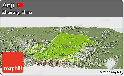 Physical Panoramic Map of Anji, semi-desaturated