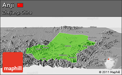 Political Panoramic Map of Anji, desaturated