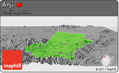 Political Panoramic Map of Anji, desaturated