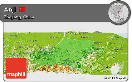 Political Panoramic Map of Anji, physical outside