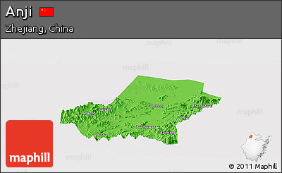 Political Panoramic Map of Anji, single color outside