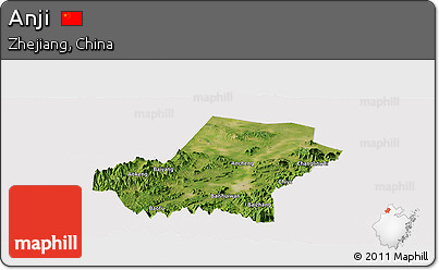 Satellite Panoramic Map of Anji, cropped outside