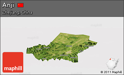Satellite Panoramic Map of Anji, cropped outside