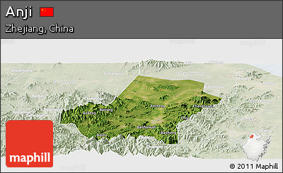 Satellite Panoramic Map of Anji, lighten