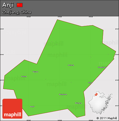 Political Simple Map of Anji, cropped outside