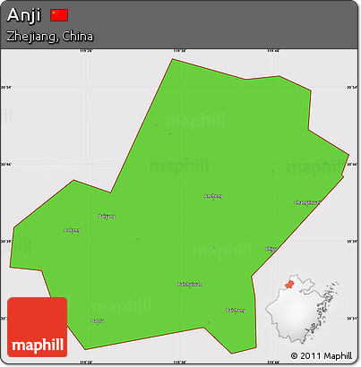 Political Simple Map of Anji, cropped outside