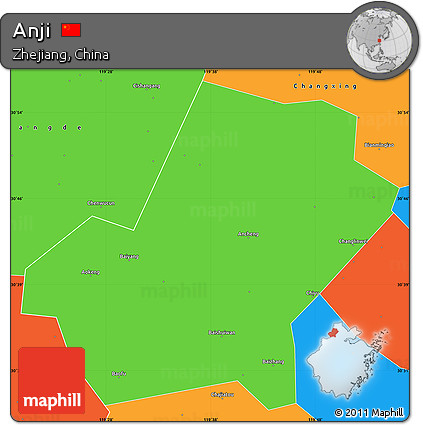 Political Simple Map of Anji