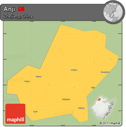 Savanna Style Simple Map of Anji, single color outside