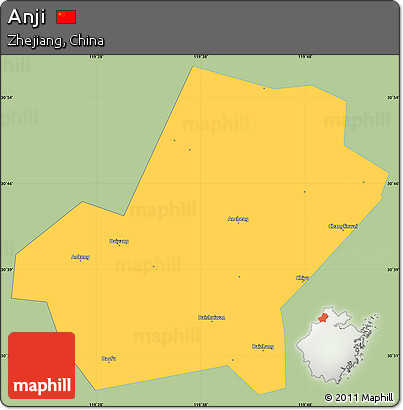 Savanna Style Simple Map of Anji, single color outside