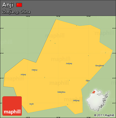 Savanna Style Simple Map of Anji, single color outside
