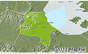 Physical 3D Map of Changxing, semi-desaturated