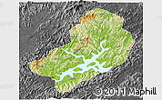 Physical 3D Map of Chunan, darken, desaturated