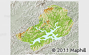 Physical 3D Map of Chunan, lighten, semi-desaturated