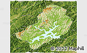 Physical 3D Map of Chunan, satellite outside
