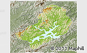 Physical 3D Map of Chunan, semi-desaturated
