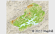 Physical 3D Map of Chunan, shaded relief outside