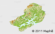 Physical 3D Map of Chunan, single color outside