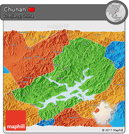 Political 3D Map of Chunan