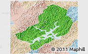 Political 3D Map of Chunan, lighten