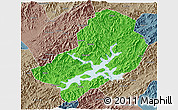 Political 3D Map of Chunan, semi-desaturated