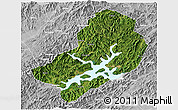 Satellite 3D Map of Chunan, lighten, desaturated
