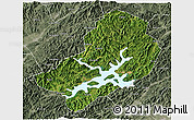 Satellite 3D Map of Chunan, semi-desaturated