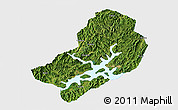 Satellite 3D Map of Chunan, single color outside