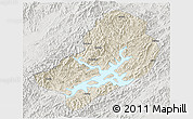Shaded Relief 3D Map of Chunan, lighten, semi-desaturated