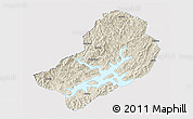 Shaded Relief 3D Map of Chunan, single color outside