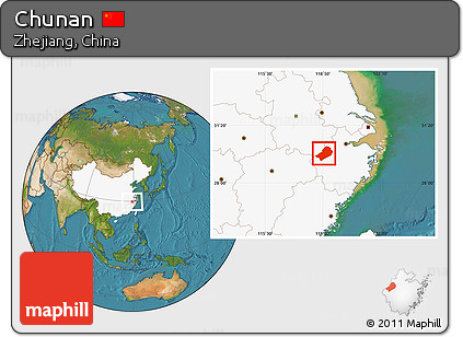 Satellite Location Map of Chunan, highlighted country