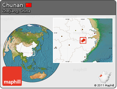 Satellite Location Map of Chunan, highlighted country