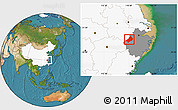 Satellite Location Map of Chunan, highlighted country, highlighted parent region
