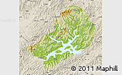 Physical Map of Chunan, shaded relief outside