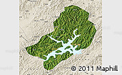 Satellite Map of Chunan, shaded relief outside