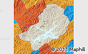 Shaded Relief Map of Chunan, political outside