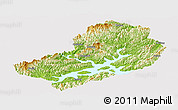 Physical Panoramic Map of Chunan, cropped outside
