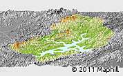 Physical Panoramic Map of Chunan, desaturated