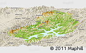 Physical Panoramic Map of Chunan, shaded relief outside
