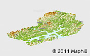 Physical Panoramic Map of Chunan, single color outside