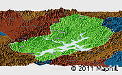 Political Panoramic Map of Chunan, darken