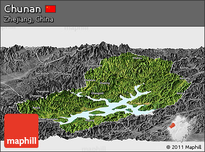 Satellite Panoramic Map of Chunan, desaturated