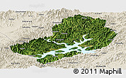 Satellite Panoramic Map of Chunan, shaded relief outside