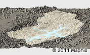 Shaded Relief Panoramic Map of Chunan, darken