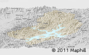 Shaded Relief Panoramic Map of Chunan, desaturated