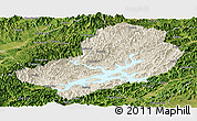 Shaded Relief Panoramic Map of Chunan, satellite outside