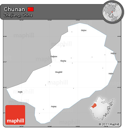 Gray Simple Map of Chunan, single color outside