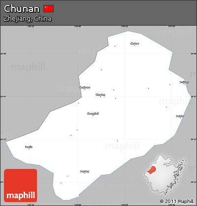 Gray Simple Map of Chunan, single color outside