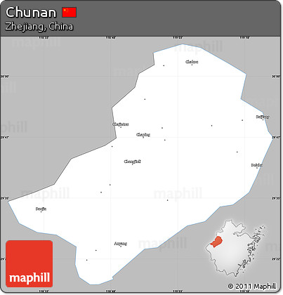 Gray Simple Map of Chunan, single color outside