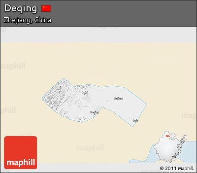 Classic Style 3D Map of Deqing, single color outside