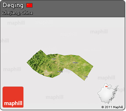 Satellite 3D Map of Deqing, cropped outside
